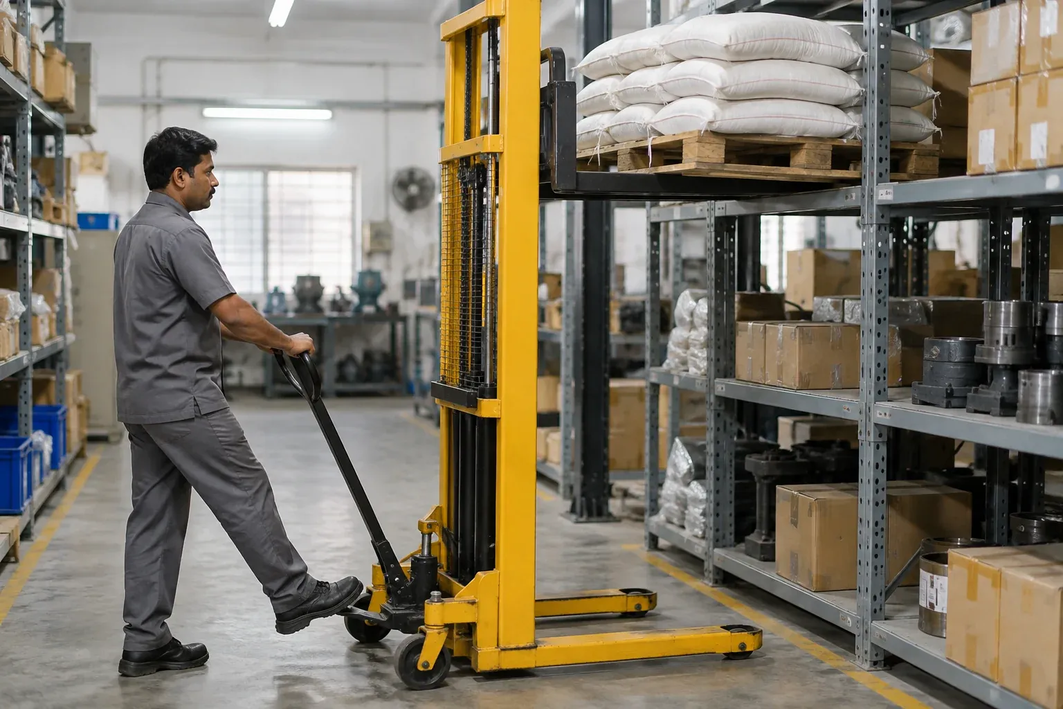 Manual Stacker in use